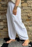 Lina Linen Blend Barrel Pant White